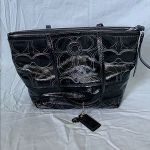 Coach black patent leather handbag